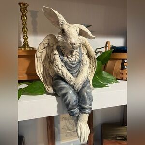 Signed Chrisdon Winged Rabbit Angel Figurine Gothic Fantasy Resin Bunny